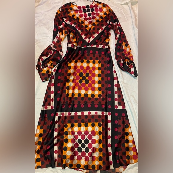 Zara Women Multicoloured polka dot print midi dress - Picture 4 of 5